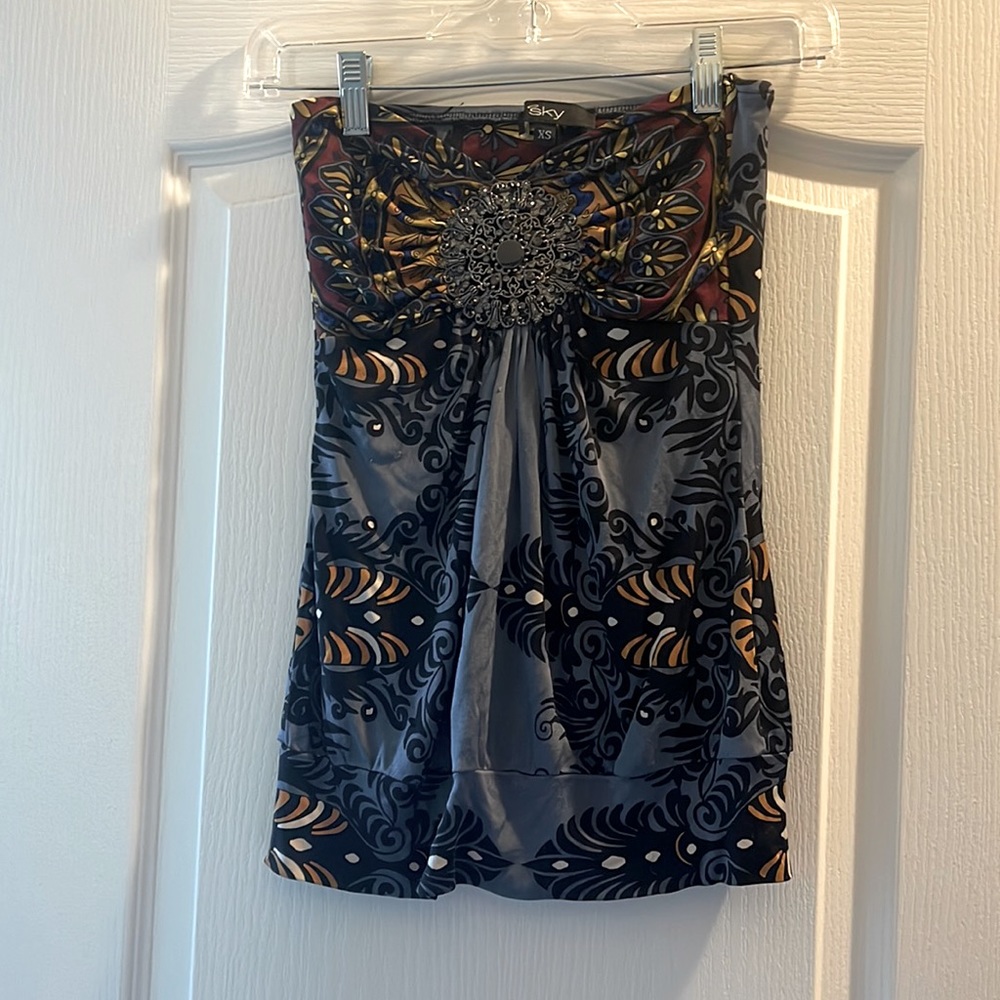 Sky jeweled tube top y2k
